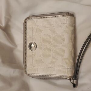 Coach Wristlet Wallet White
